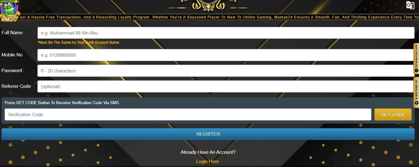 mamak24 registration